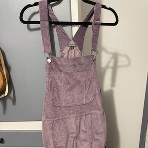 Purple corduroy overall dress